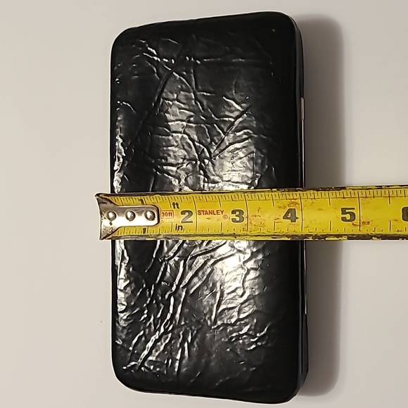 Slim Black Clutch Faux Leather Flat Wallet - Picture 10 of 11